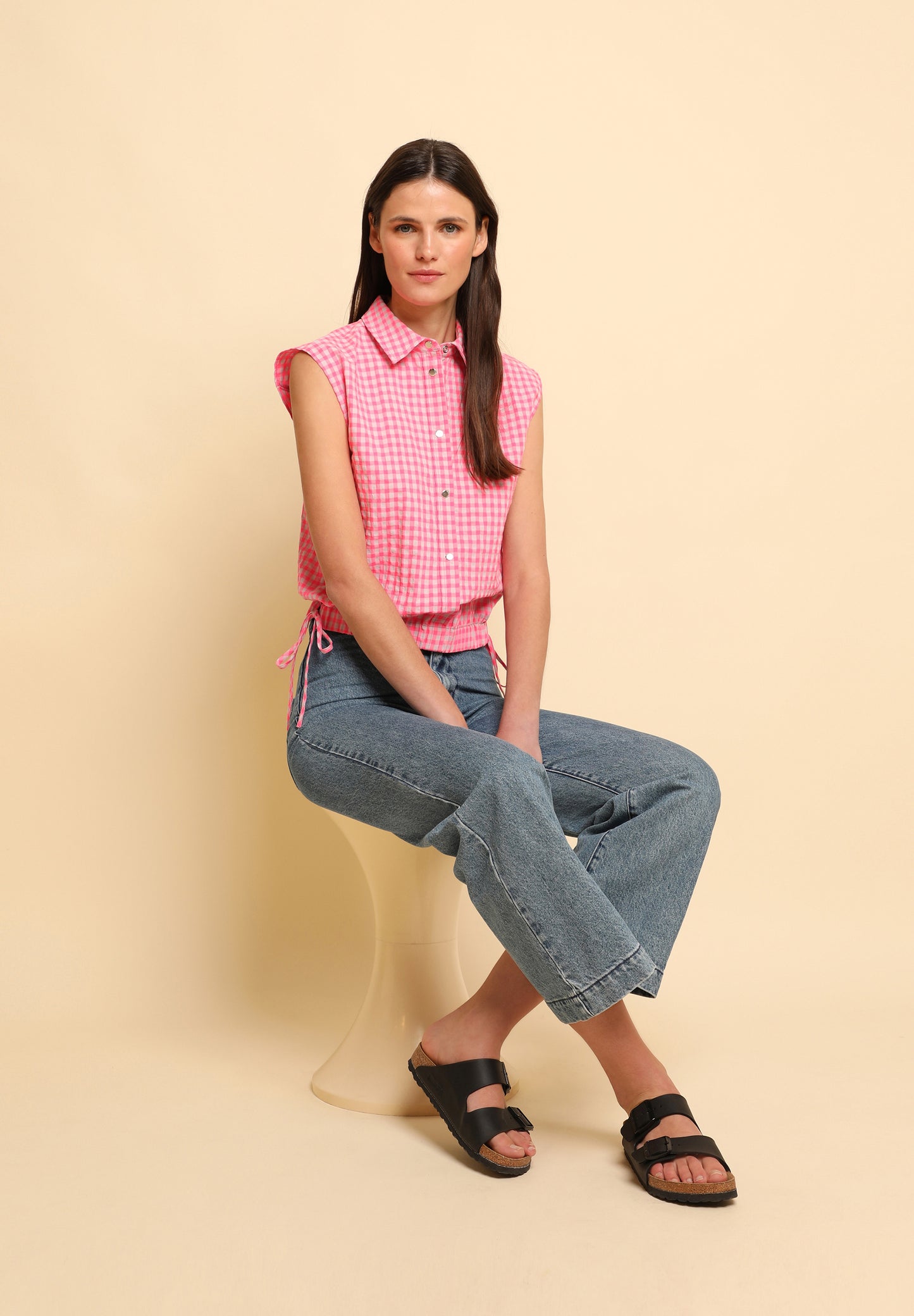 CAMISA CUADROS FRUNCE