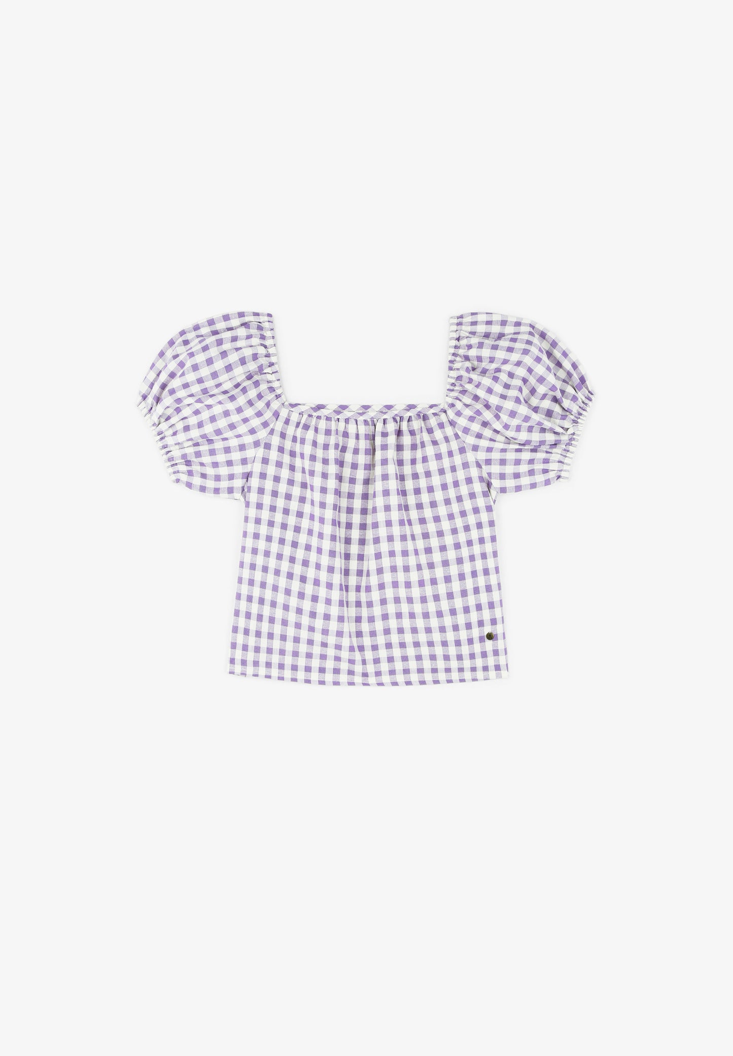 BLUSA VICHY MANGA ABULLONADA
