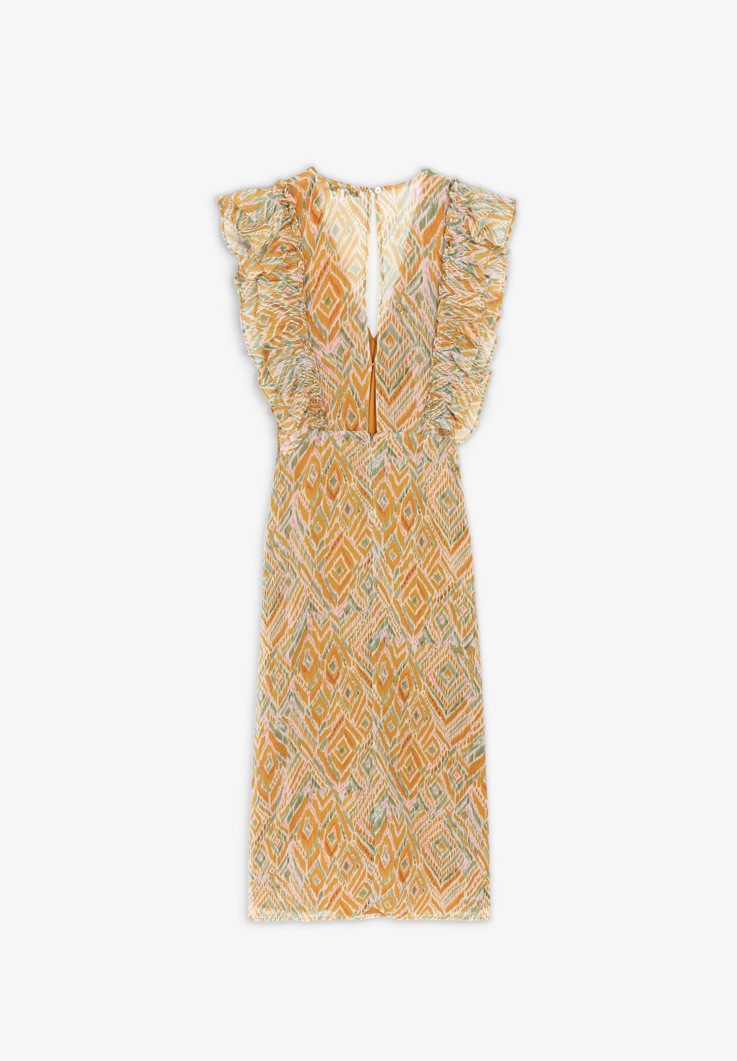 VESTIDO MIDI MANGA VOLANTES